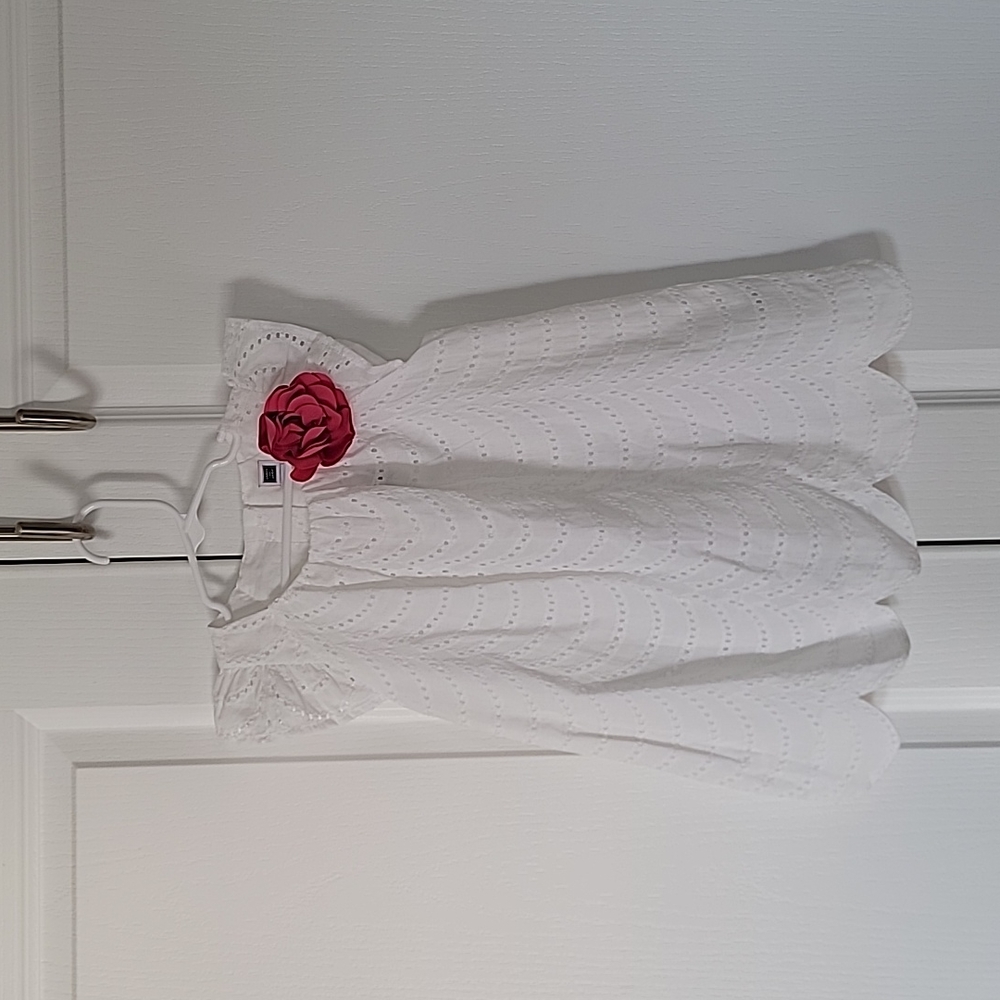 Janie and Jack White Eyelet Dress with Pink Flower